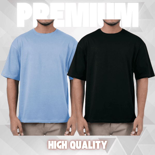 2 piece Premium Drop Shoulder sky & Black